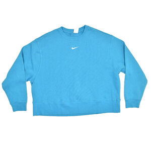 Nike Blue Crewneck Sweatshirt Regular Size XL Embroidered Center Swoosh Aqua